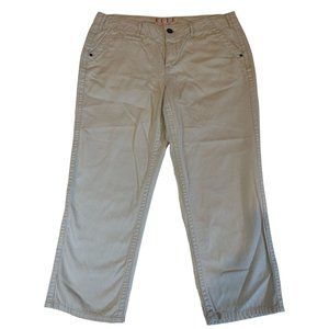 Elle Women Chino Pant 100% Cotton Mid Rise Flat Front Gray Size 14